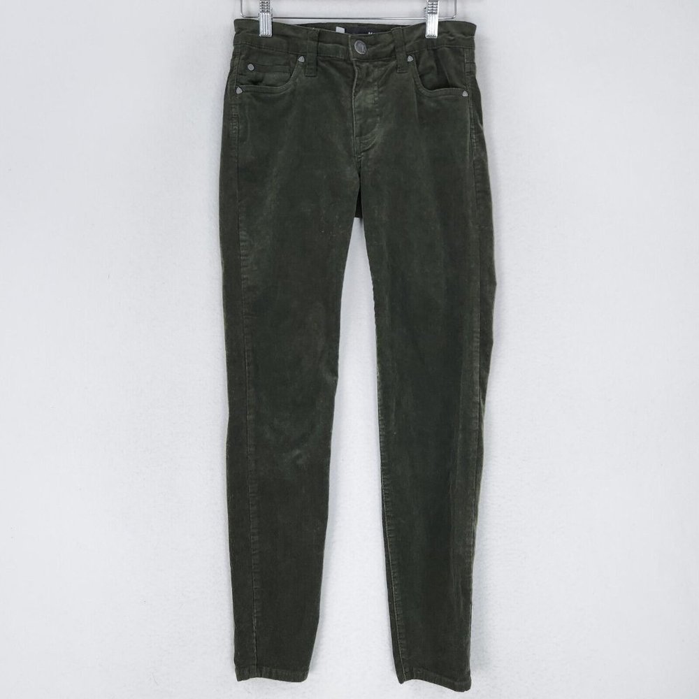Kut From The Kloth Pants Women 0 Green Corduroy Diana Skinny Leg Mid Rise Casual